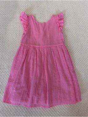 Crewcuts Pink Ruffle Sleeve Bow-Back Dress, Girls Size 6